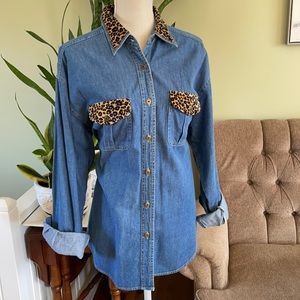 Crossroads denim with leopard trim top
